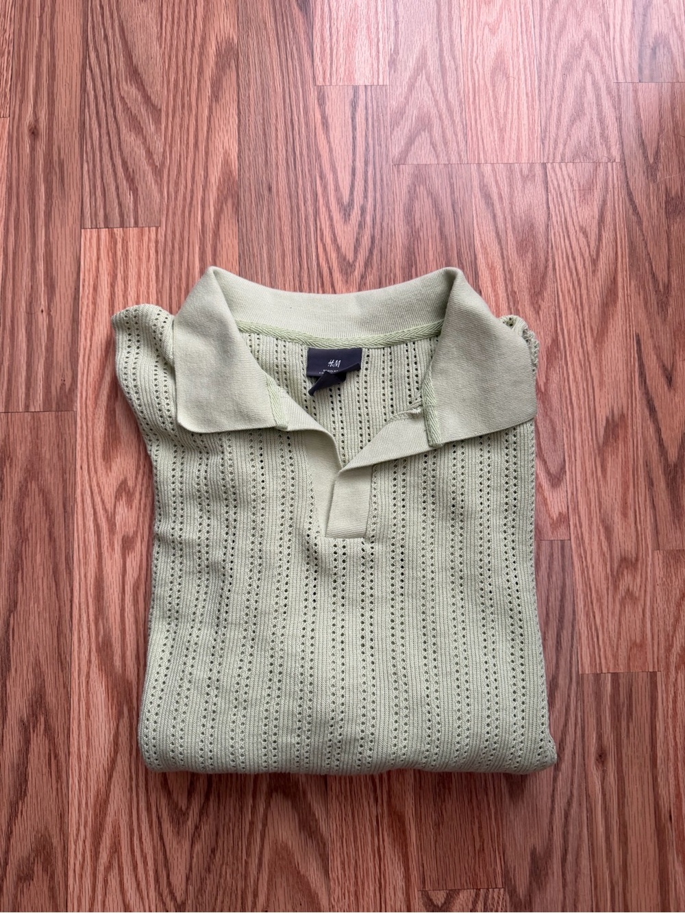 H&M Men's Light Green Knit Polo